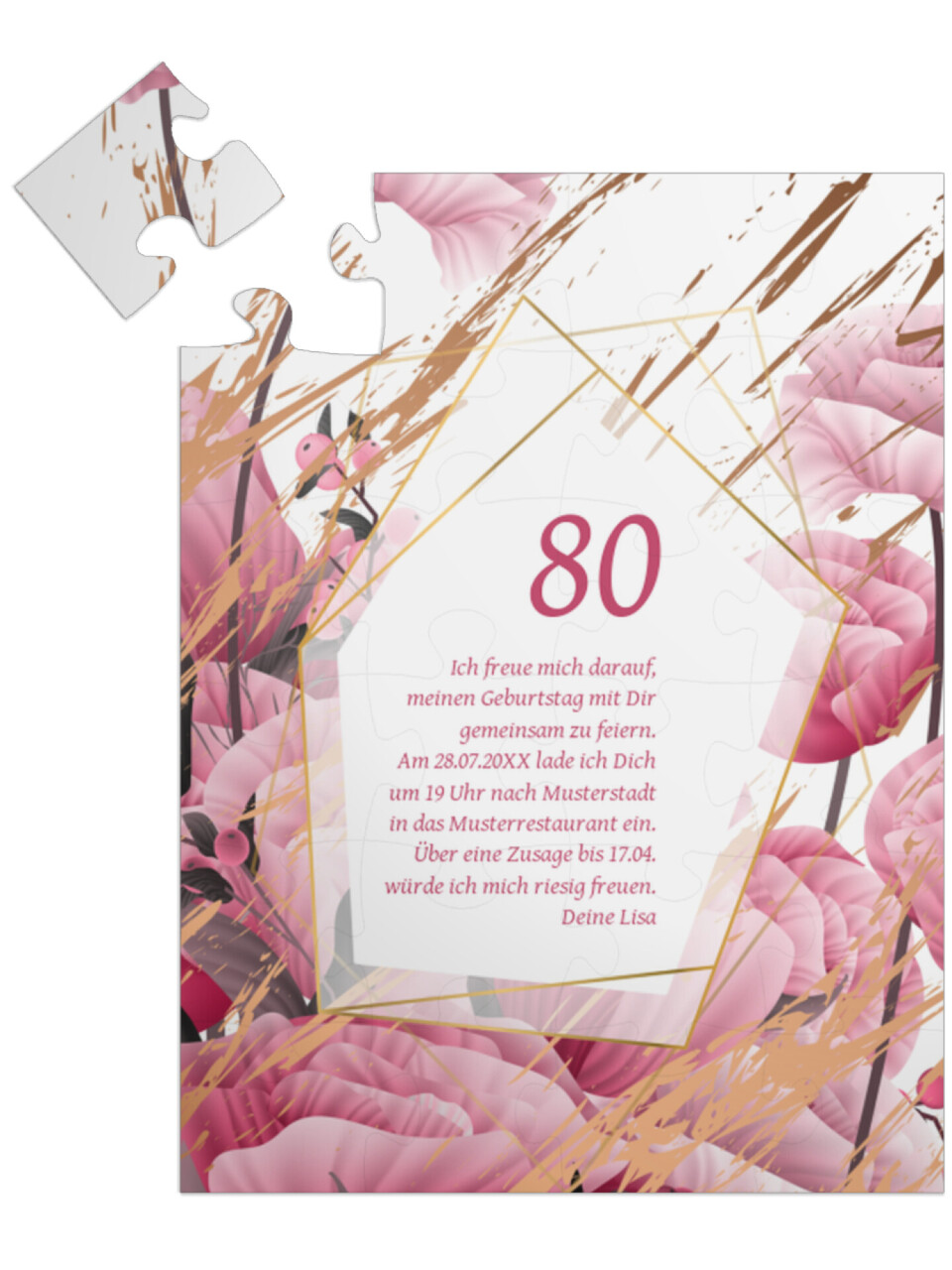 "Floral 80" in Hochformat pastellpink