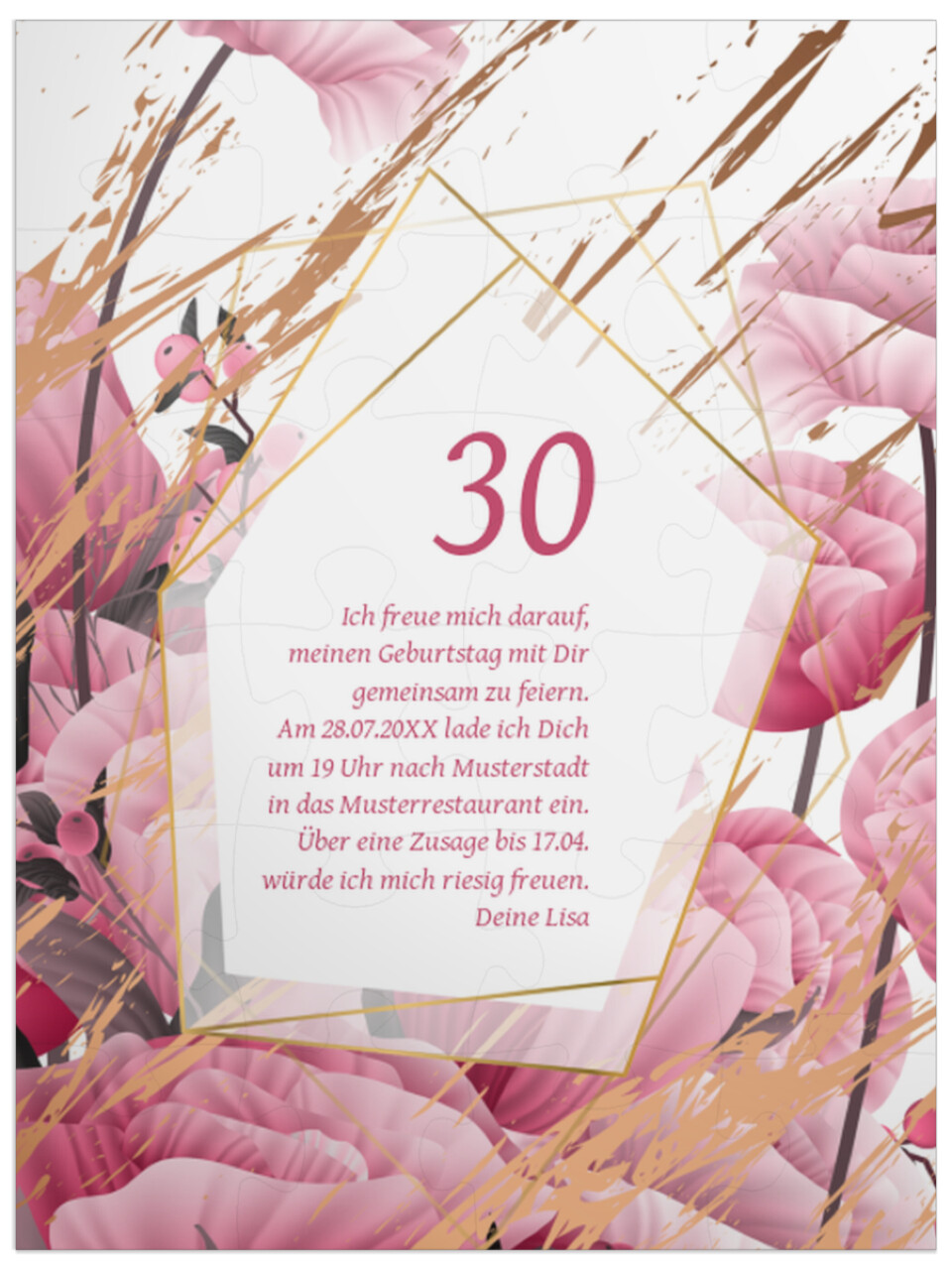 "Floral 30" in Hochformat pastellpink