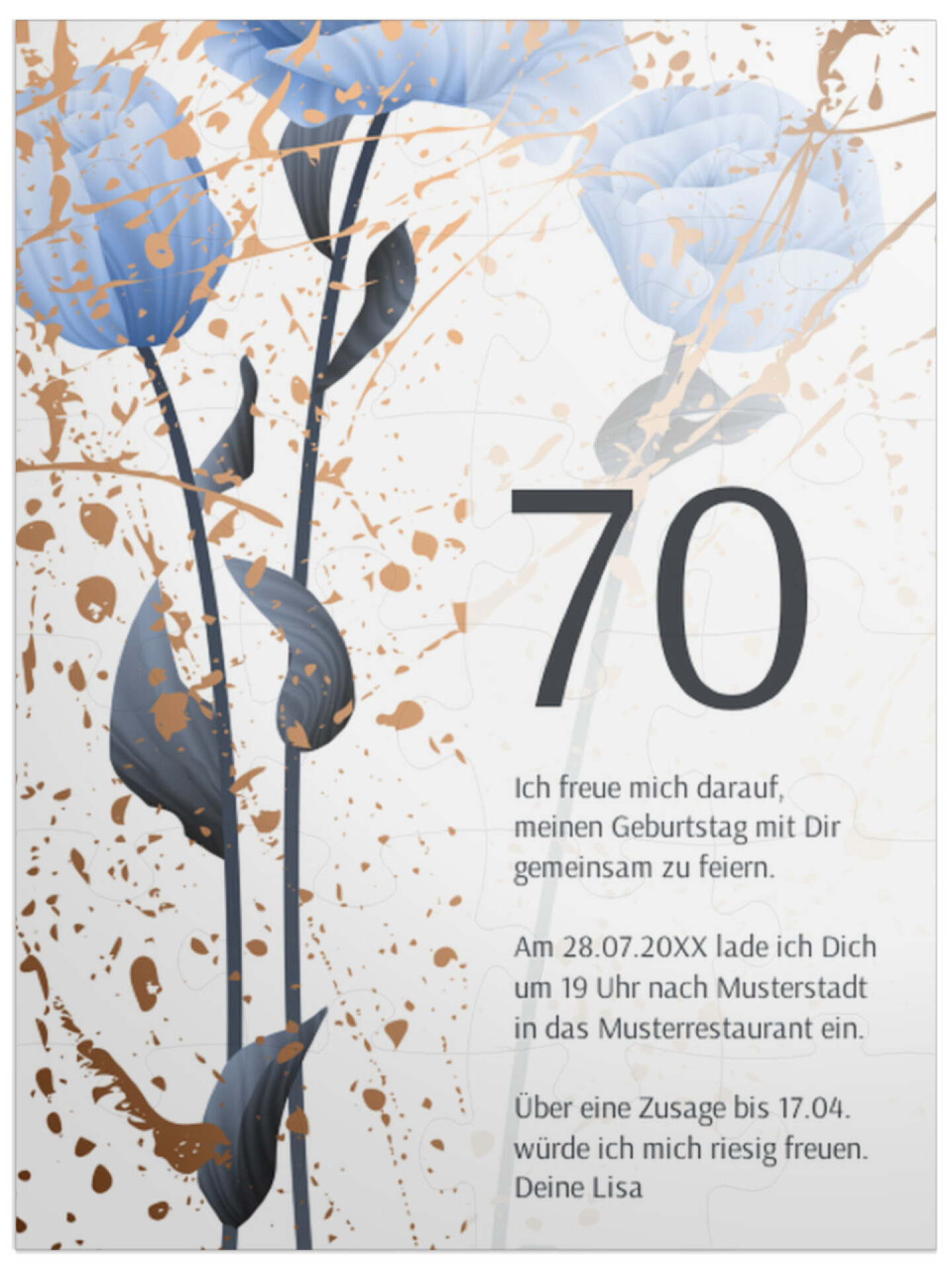"Modern Tulips 70" in Hochformat babyblau