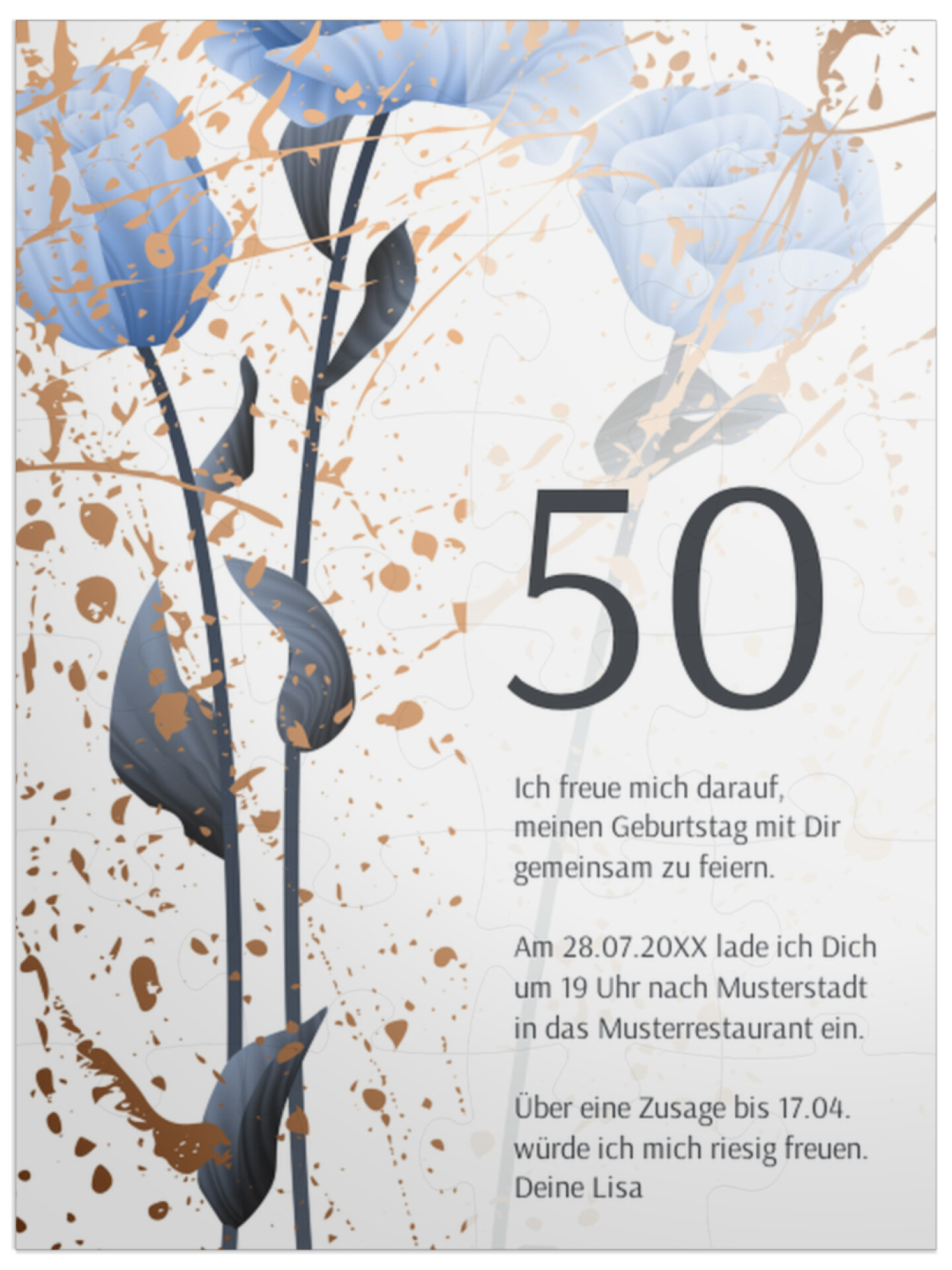 "Modern Tulips 50" in Hochformat babyblau