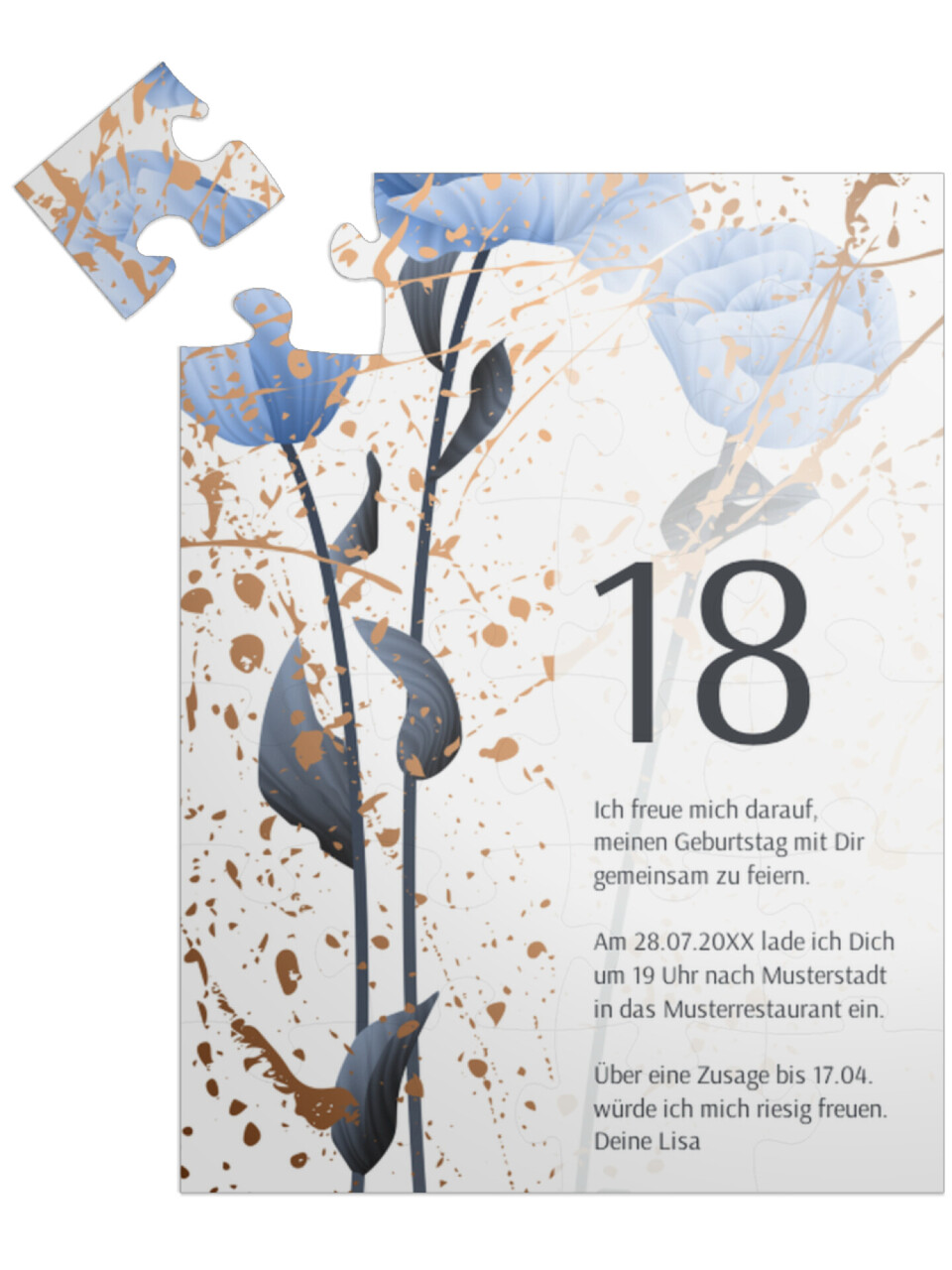 "Modern Tulips 18" in Hochformat babyblau