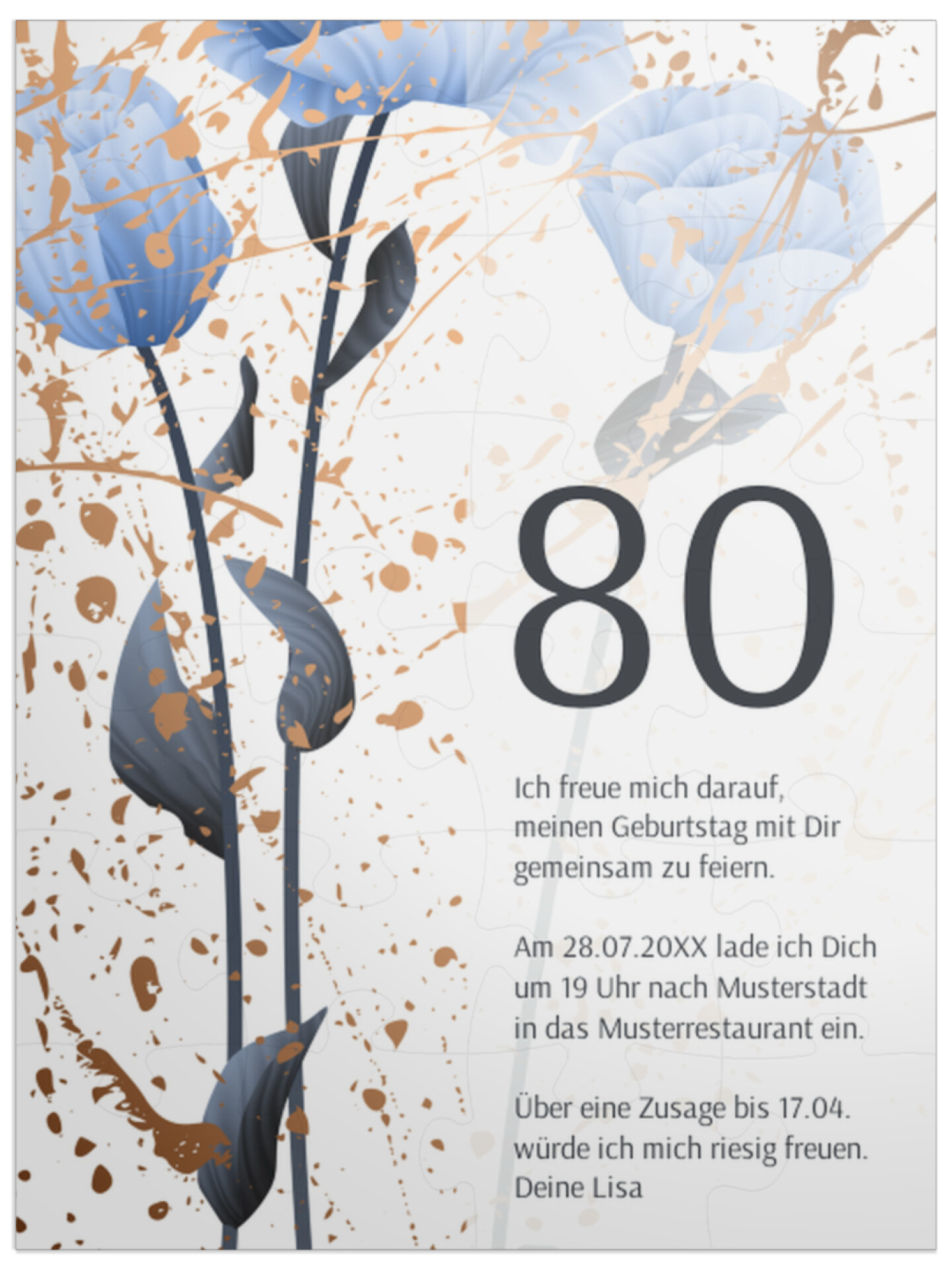 "Modern Tulips 80" in Hochformat babyblau