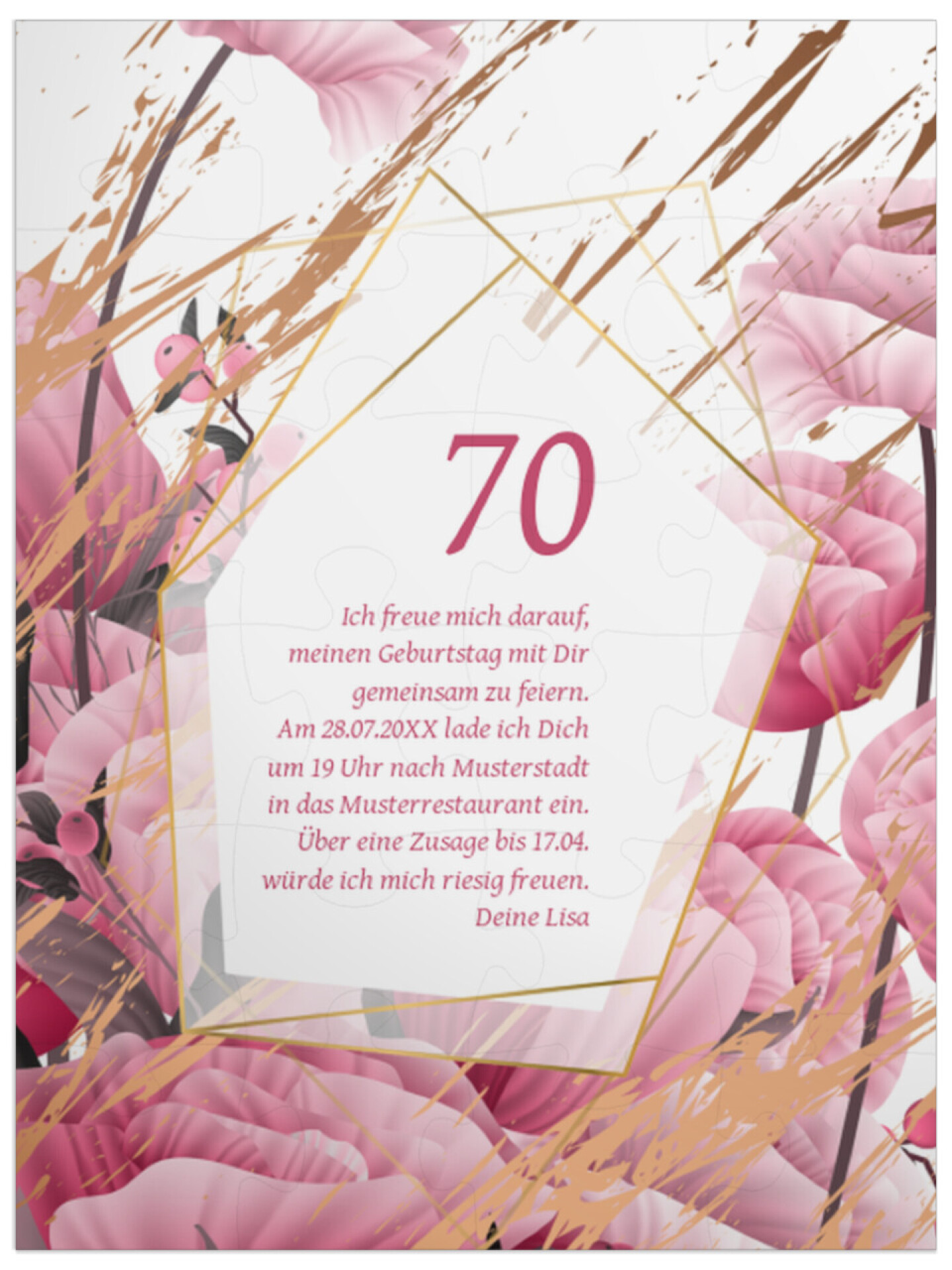 "Floral 70" in Hochformat pastellpink