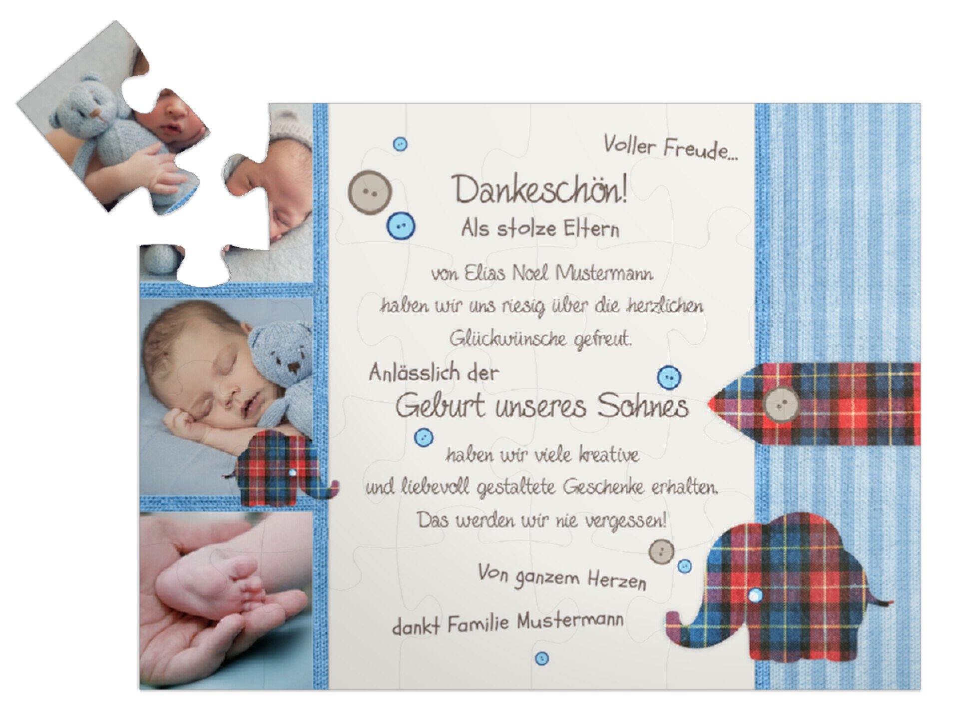 "Textil" in Querformat babyblau