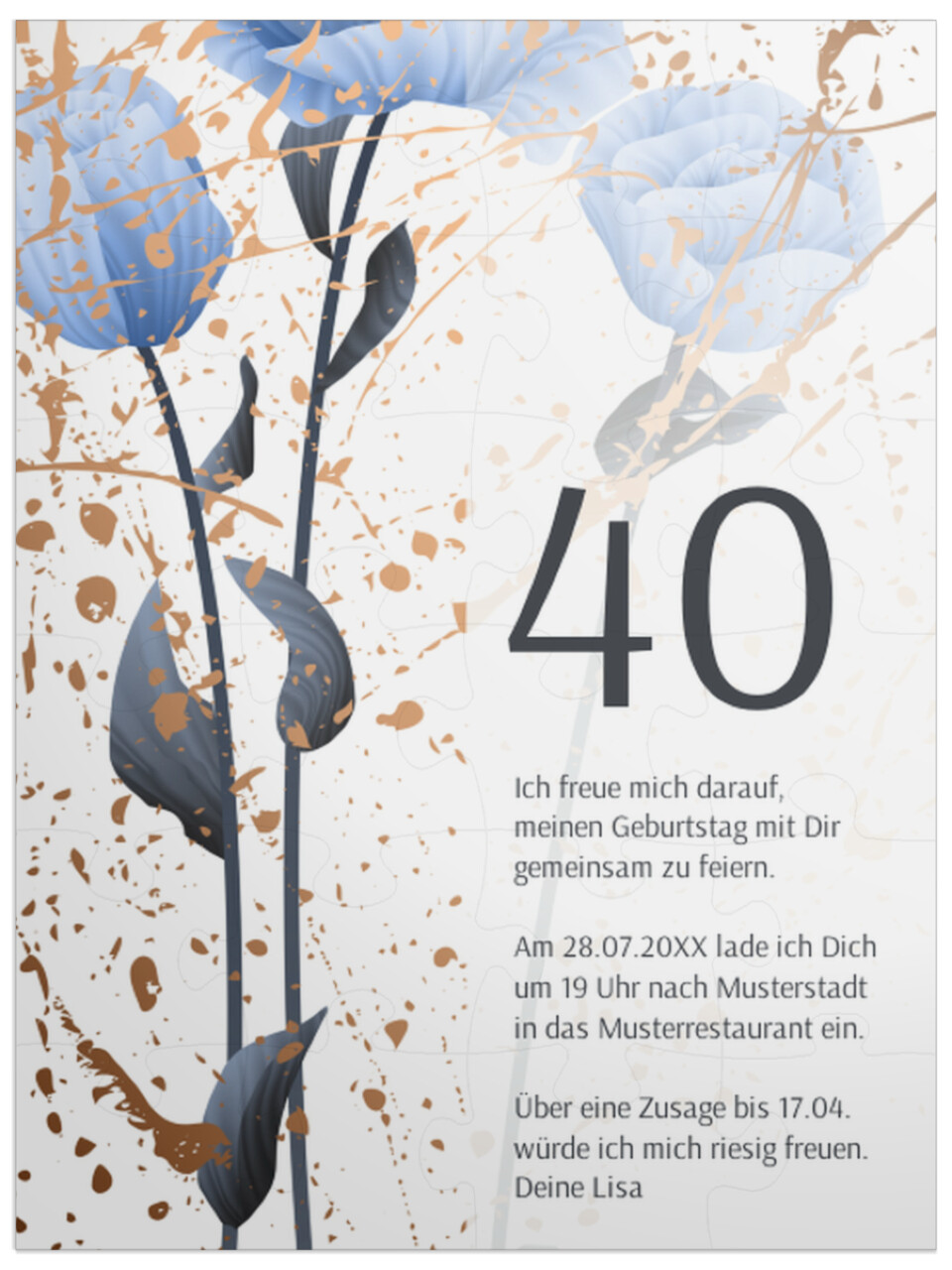 "Modern Tulips 40" in Hochformat babyblau