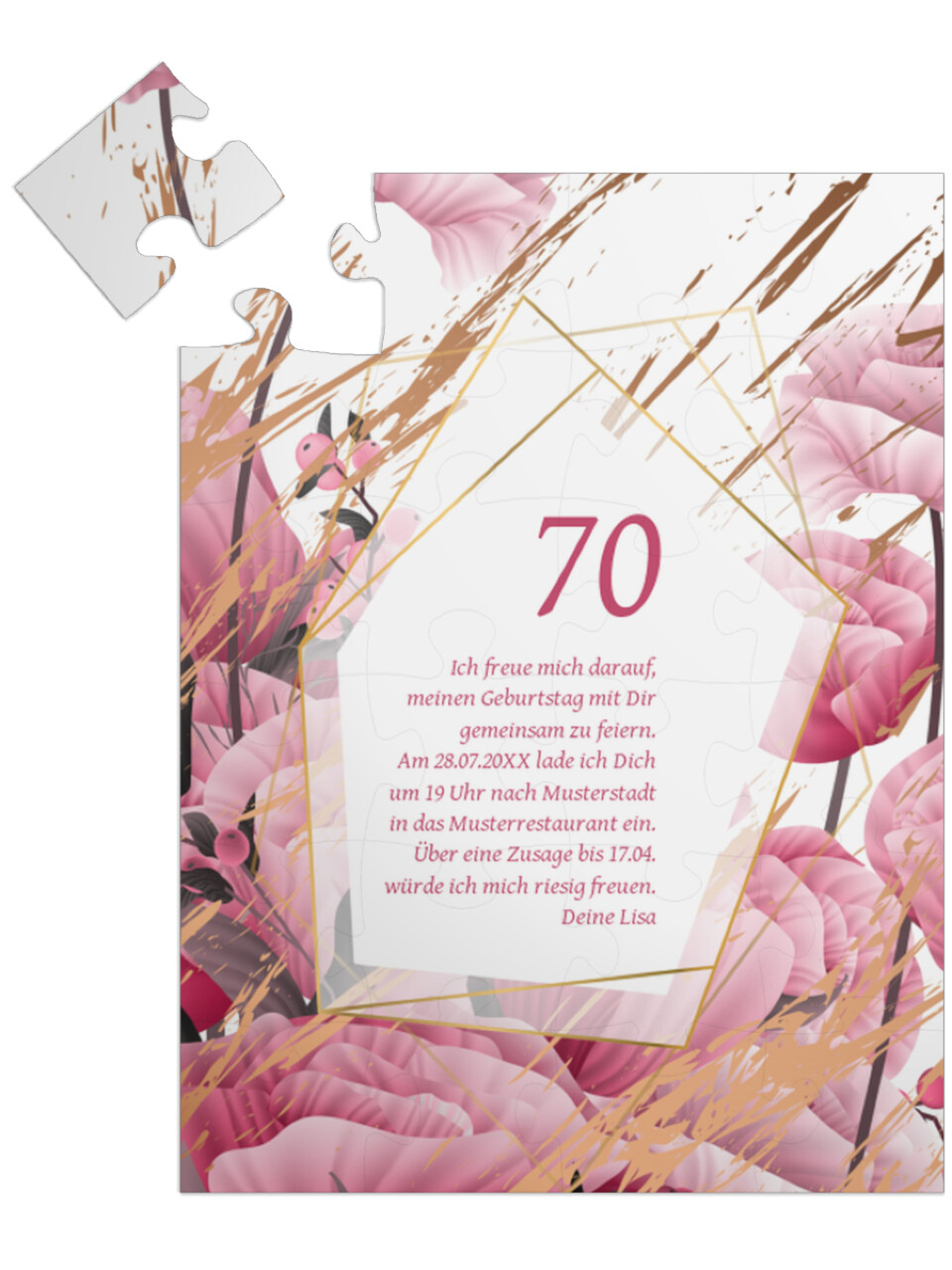 "Floral 70" in Hochformat pastellpink