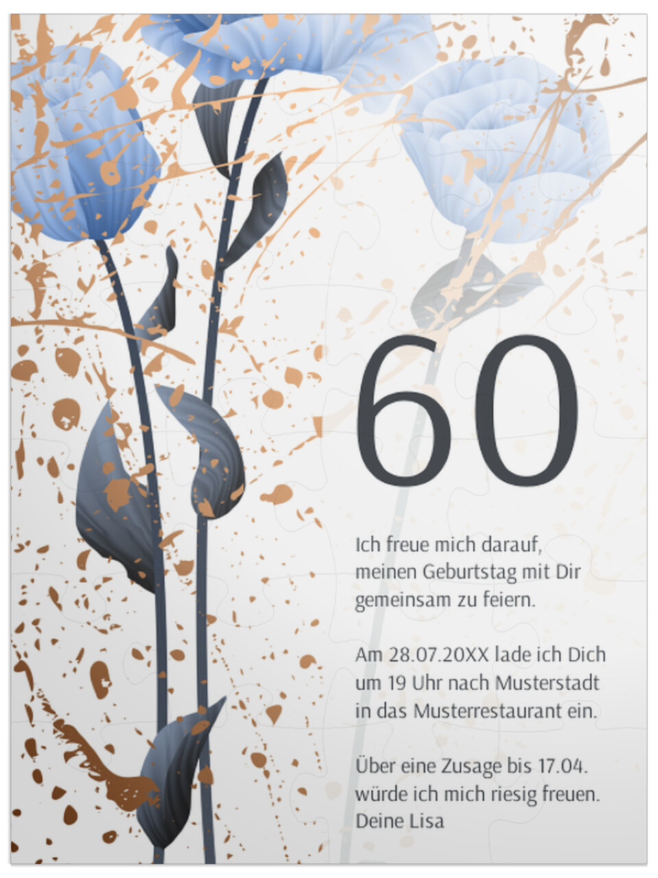 "Modern Tulips 60" in Hochformat babyblau